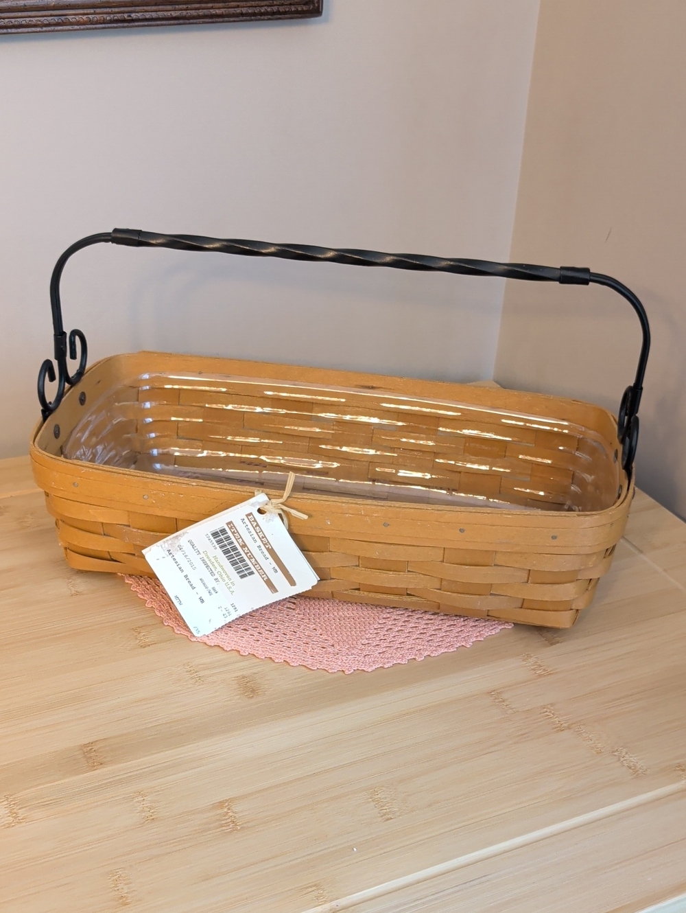 Longaberger Artisan Bread Basket with Wrought Iron Detail